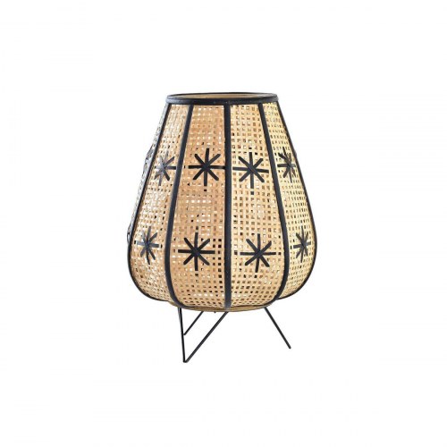 Bordlampe i spanskrør og sort metal - 37 x 37 x 47 cm, E27, 50 W