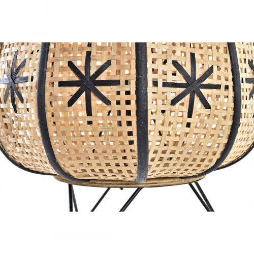 Bordlampe i spanskrør og sort metal - 37 x 37 x 47 cm, E27, 50 W
