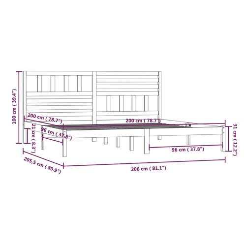 Sengeramme 200x200 cm massivt fyrretræ