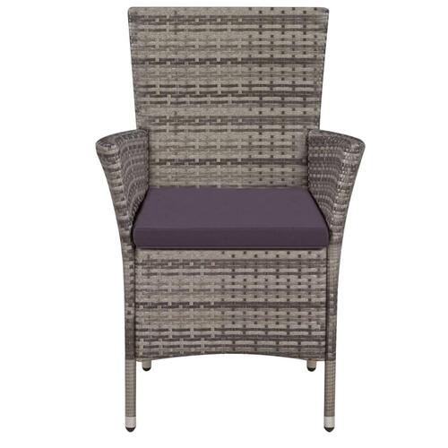 Havestole 2 stk. med hynder polyrattan grå