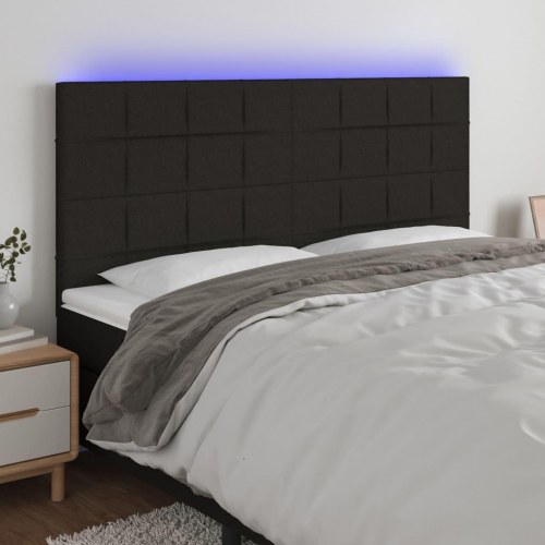Sengegavl med LED-lys 180 x 5 x 118/128 cm - sort