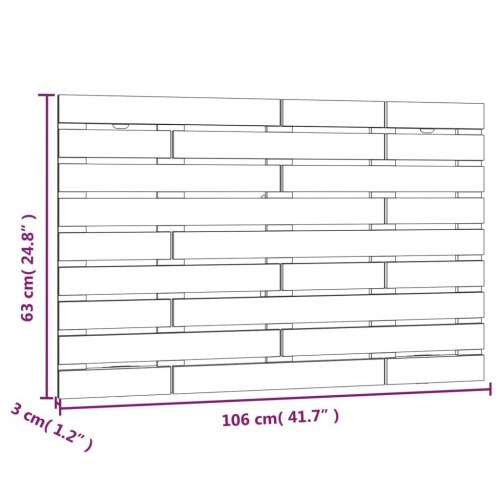 Sengegavl 106 x 3 x 63 cm i massivt fyrretræ - sort