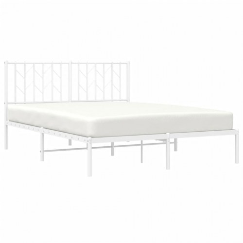 Sengeramme med sengegavl 140x200 cm - metal, hvid