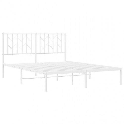 Sengeramme med sengegavl 140x200 cm - metal, hvid