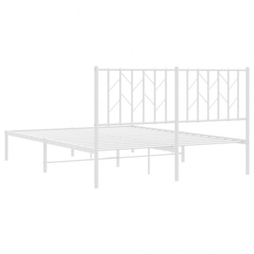 Sengeramme med sengegavl 140x200 cm - metal, hvid