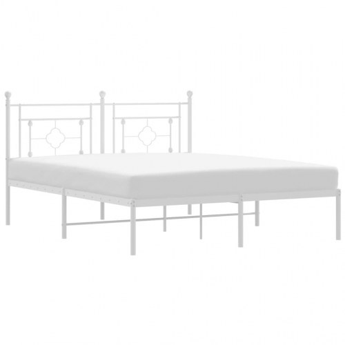 Sengeramme med sengegavl 150×200 cm - metal, hvid