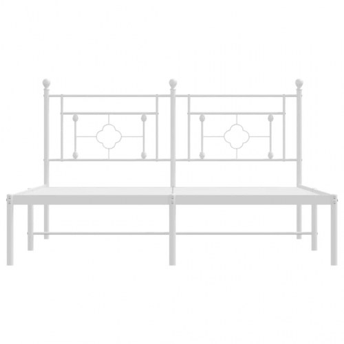 Sengeramme med sengegavl 150×200 cm - metal, hvid
