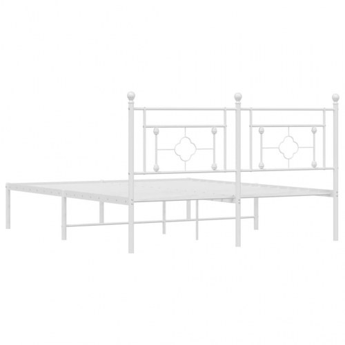 Sengeramme med sengegavl 150×200 cm - metal, hvid
