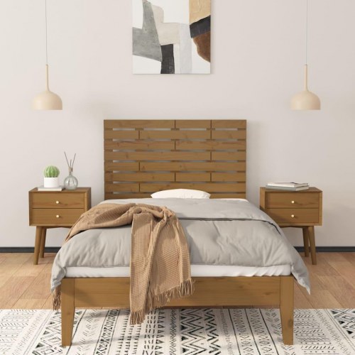 Sengegavl 96 x 3 x 63 cm i massivt fyrretræ - gyldenbrun