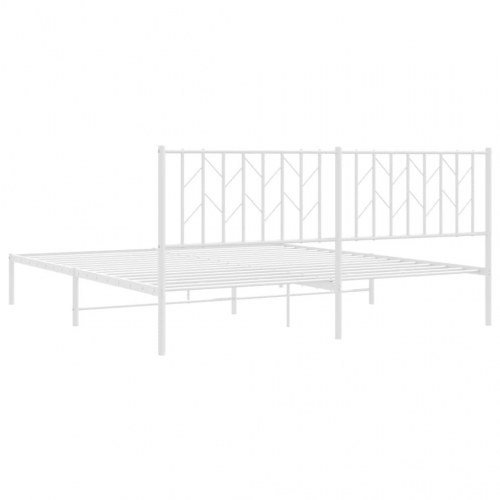 Sengeramme med sengegavl 183×213 cm - metal, hvid