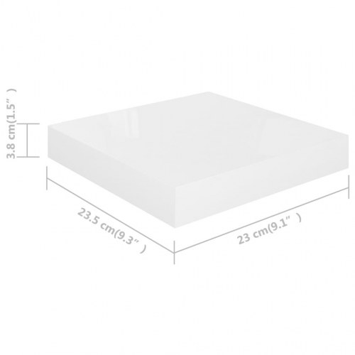 Væghylder - 4 stk. 23 × 23,5 × 3,8 cm i MDF, hvid højglans