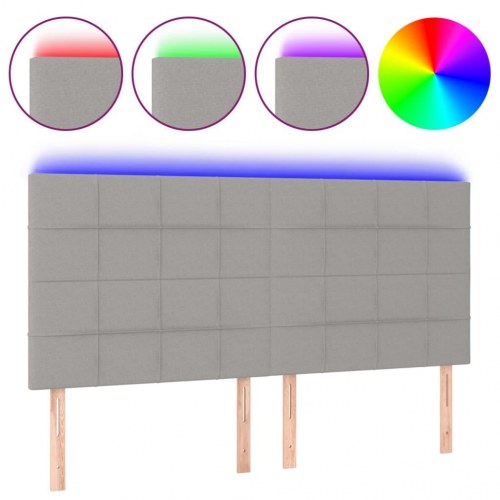 Sengegavl med LED-lys 200 x 5 x 118/128 cm - lysegrå