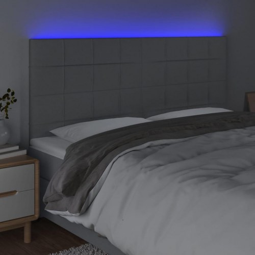 Sengegavl med LED-lys 200 x 5 x 118/128 cm - lysegrå