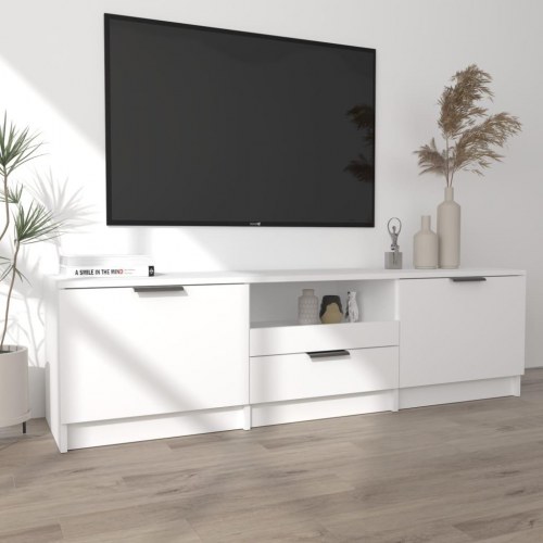 TV-skab hvid 140x35x40 cm konstrueret træ