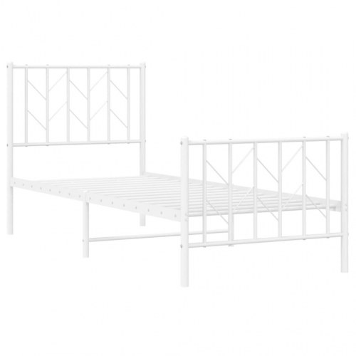 Sengeramme med sengegavl og fodgærde 75×190 cm - metal, hvid