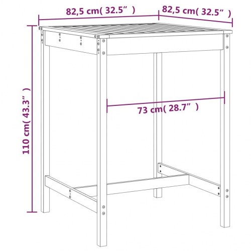 Havebord i massivt fyrretræ - sort 82,5 × 82,5 × 110 cm
