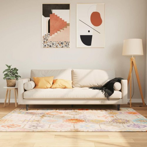Vaskbart gulvtæppe 160 × 230 cm - flerfarvet, kort luv