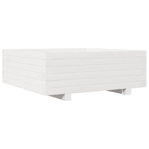 Plantekasse i massivt fyrretræ 70 x 70 x 26,5 cm - hvid