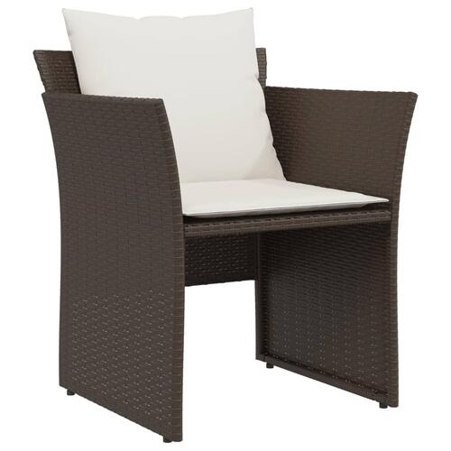 Havestol med fodskammel polyrattan brun