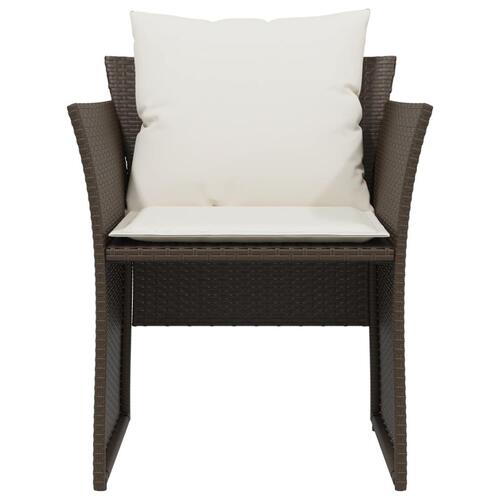 Havestol med fodskammel polyrattan brun