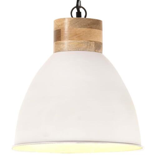 Industriel pendel 46 cm E27 jern og massivt træ hvid