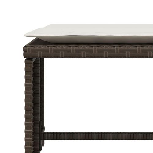Havestol med fodskammel polyrattan brun