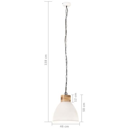 Industriel pendel 46 cm E27 jern og massivt træ hvid