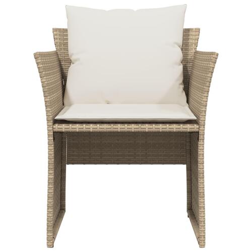 Havestol med fodskammel polyrattan beige