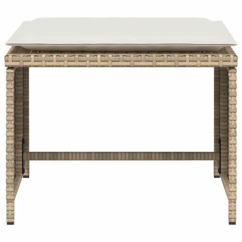 Havestol med fodskammel polyrattan beige