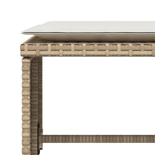 Havestol med fodskammel polyrattan beige