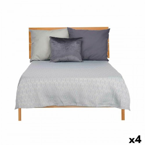 Sengetæppe grå 240 x 260 cm med romber - (4 stk)