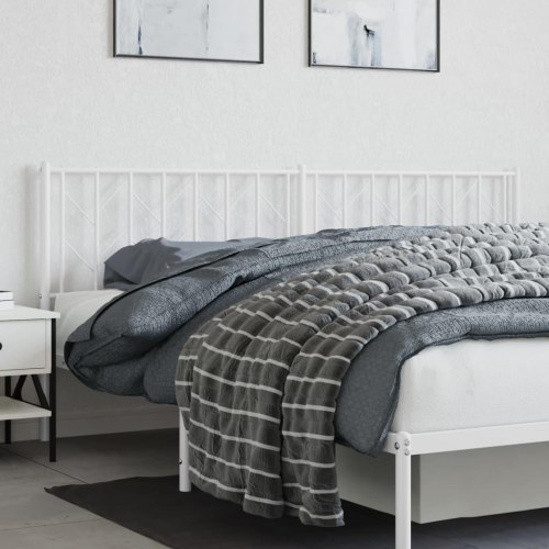 Sengegavl i metal 193 cm - hvid