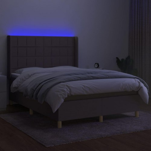 Kontinentalseng med LED-lys 140x190 cm - stof gråbrun