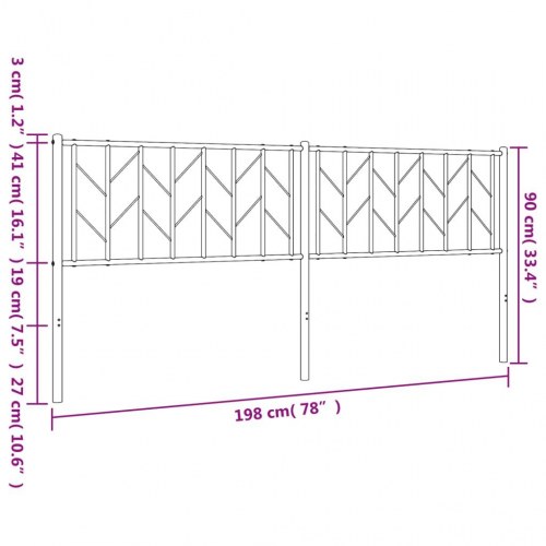 Sengegavl i metal 193 cm - hvid