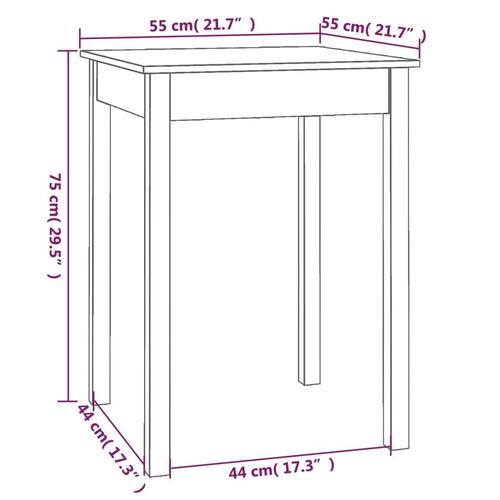 Spisebord 55x55x75 cm massivt fyrretræ