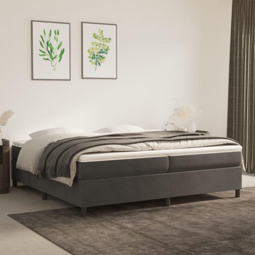 Boxspring sengeramme mørkegrå 200 x 200 cm fløjl