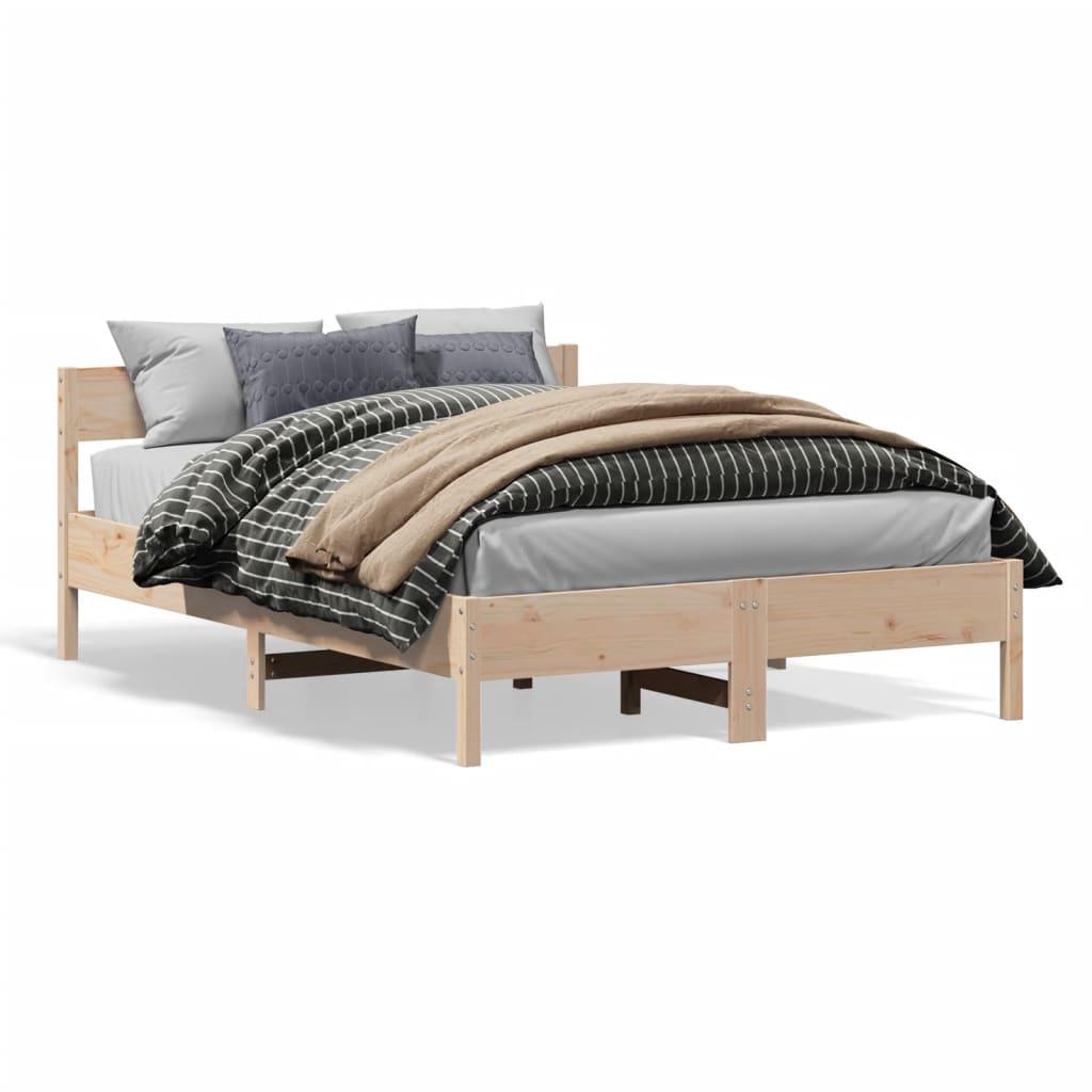 Sengeramme Uden Madras Massivt Fyrretræ - Naturfarvet / 140 x 190 cm