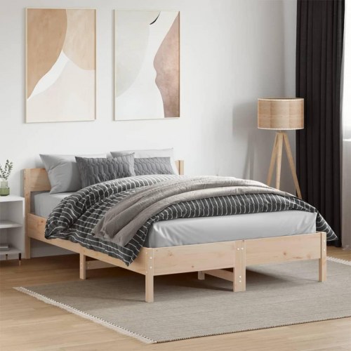 Sengeramme i massivt fyrretræ 140x190 cm - med sengegavl