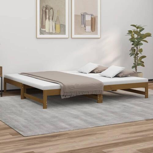 Daybed med udtræk 2x(90x200) cm massivt fyrretræ gyldenbrun