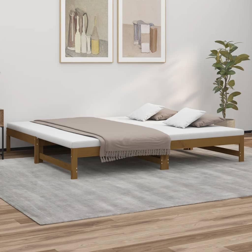 Daybed med udtræk 2x(90x200) cm massivt fyrretræ gyldenbrun