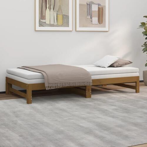 Daybed med udtræk 2x(90x200) cm massivt fyrretræ gyldenbrun
