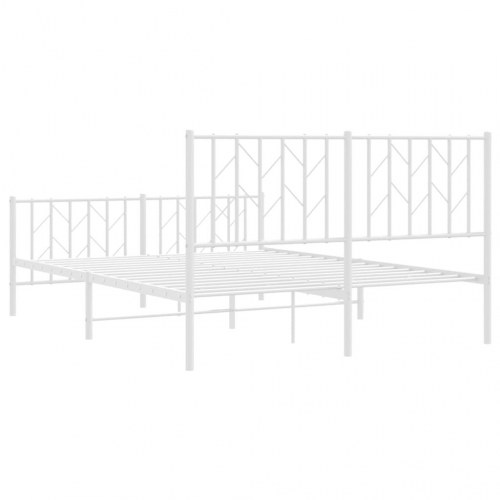 Sengeramme med sengegavl og fodgærde 140x200 cm metal hvid
