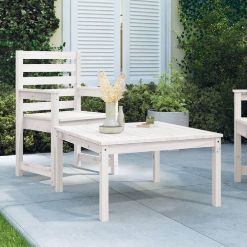 Havebord i massivt fyrretræ - 82,5 × 82,5 × 45 cm, hvid