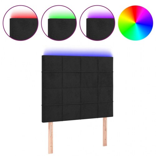 Sengegavl med LED-lys 80 x 5 x 118/128 cm - sort