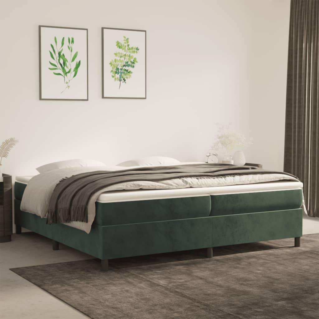 Sengeramme Uden Madras Fløjl Mørkegrøn - 35 cm / 200 x 200 cm