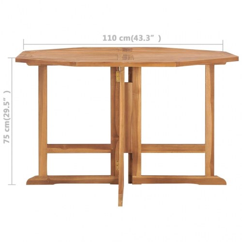 Foldbart havebord 110x110x75 cm massivt teaktræ