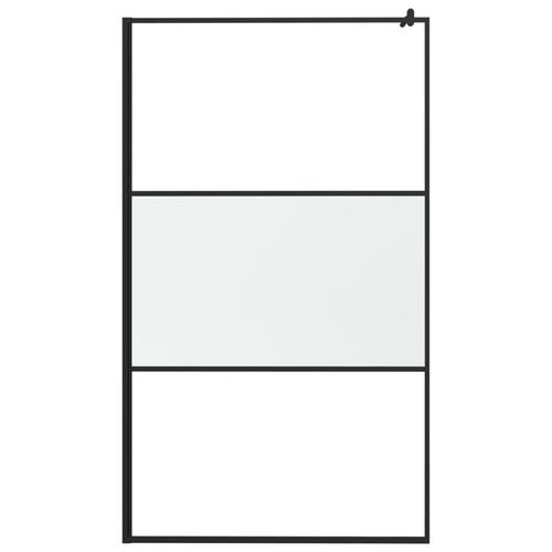 Brusevæg med hylde 115x195 cm sikkerhedsglas og aluminium sort