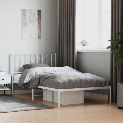 Sengeramme med sengegavl 107×203 cm - metal, hvid