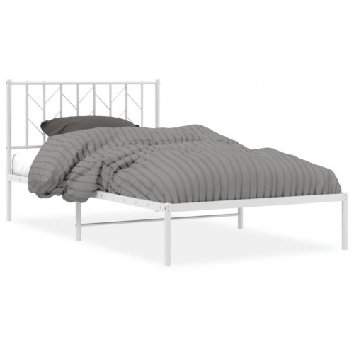Sengeramme med sengegavl 107×203 cm - metal, hvid
