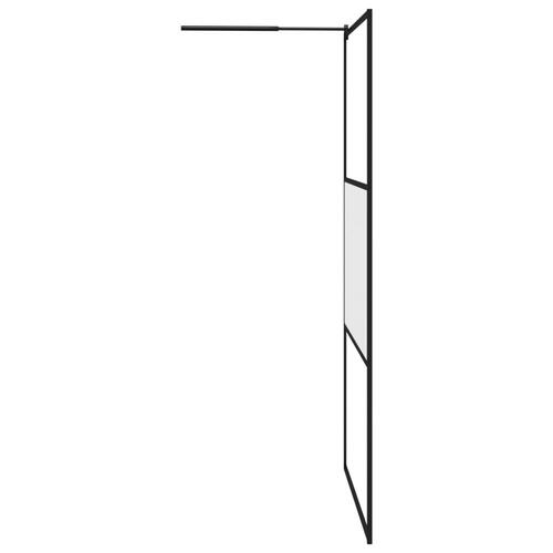 Brusevæg med hylde 115x195 cm sikkerhedsglas og aluminium sort